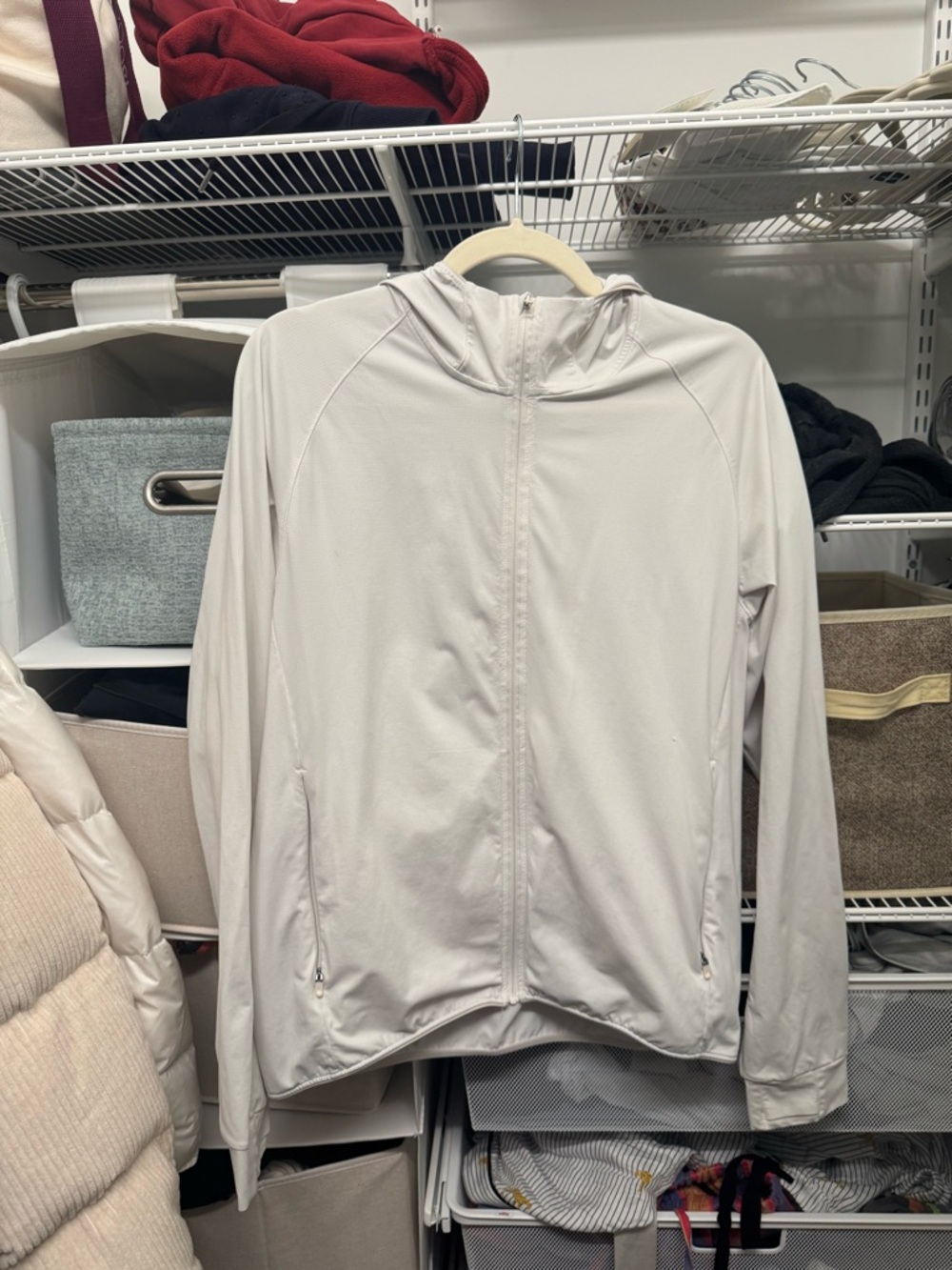 Uniqlo Light Gray Zip-Up Hooded Jacket